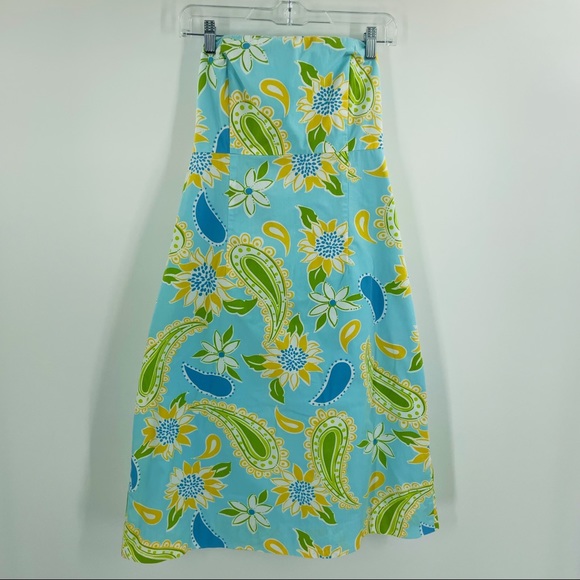 Vintage Lilly Pulitzer 8 Sabrina Strapless Dress In Via Blue Croissant 90s